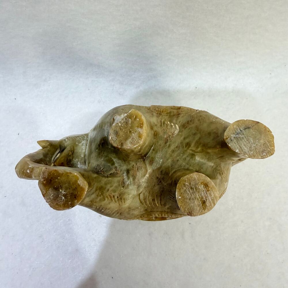 Hand Carved Pregnant Elephant Soapstone Figurine Indian Art Form Home Decor - Picture 6 of 7